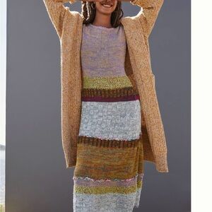 Anthropologie Color-blocked Sweater Dress Medium Midi Sleeveless Boho Lilac